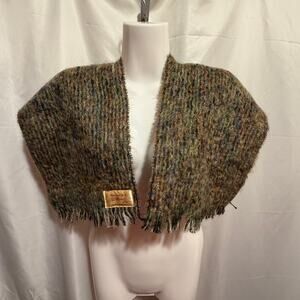 Vintage Made in Scotland Mohair Wool Scarf Fuzzy Soft Multicolor Fringe 10x44